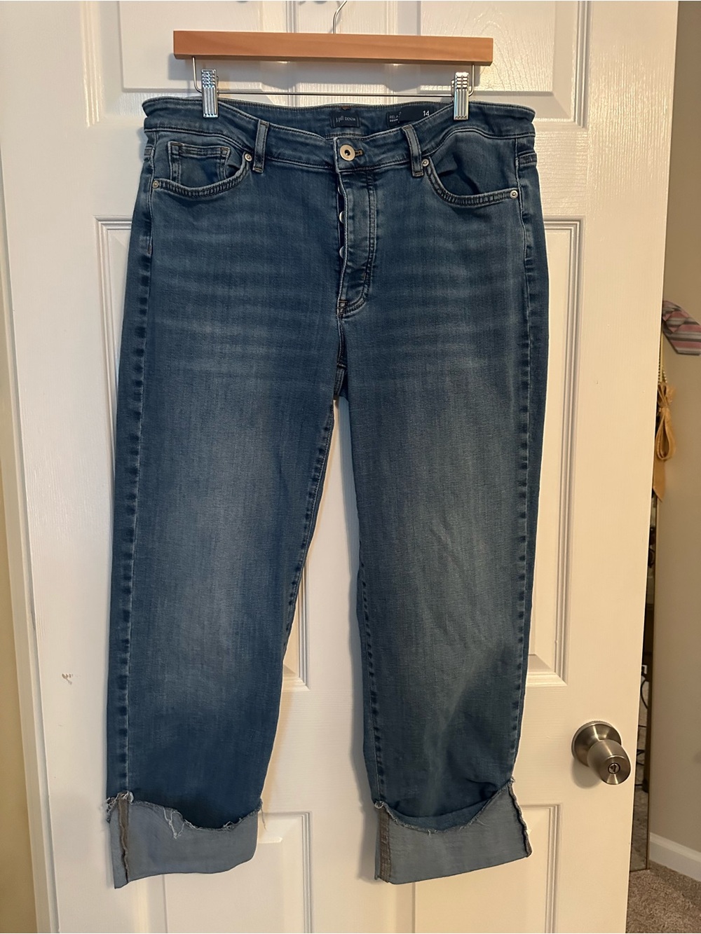 J. Jill Mid-Blue Boyfriend Jeans with Rolled Cuffs